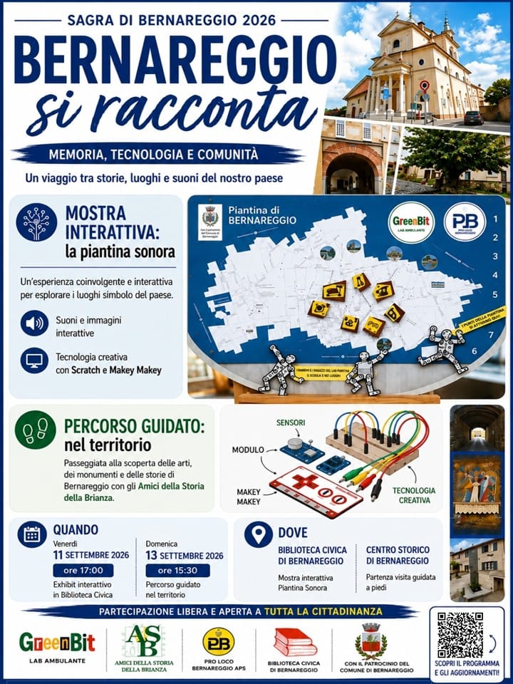 Locandina Bernareggio si racconta - Piantina Sonora e passeggiata guidata